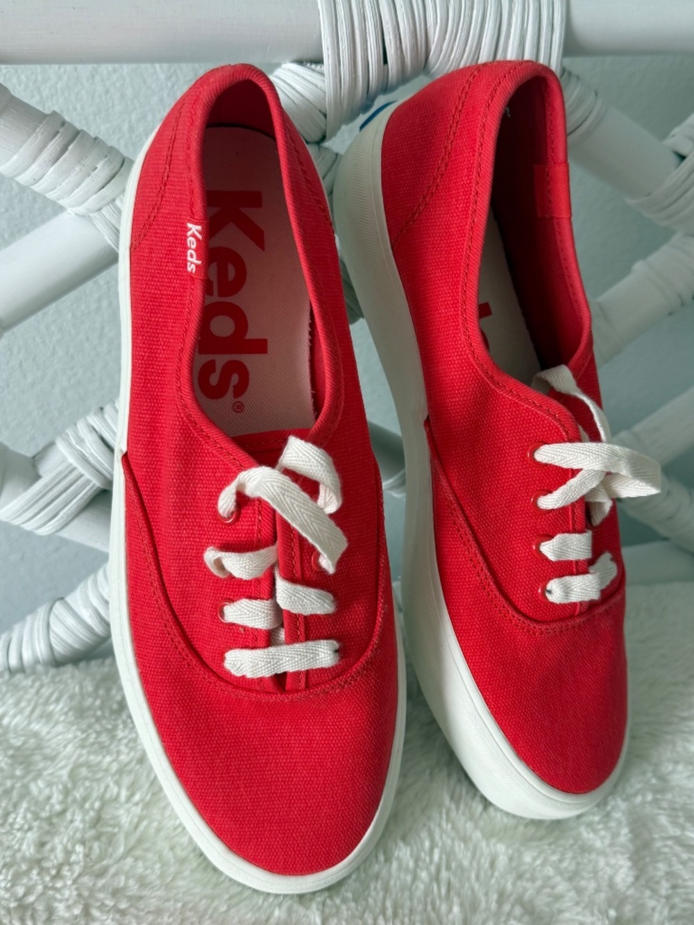 Keds Champion Red Canvas Sneakers Blue Tag Women's 6 Classic NWT
